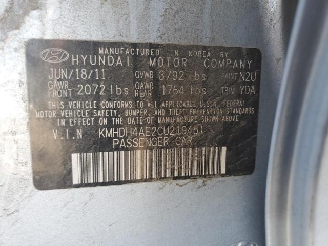 2012 Hyundai Elantra Gls VIN: KMHDH4AE2CU219451 Lot: 53345364