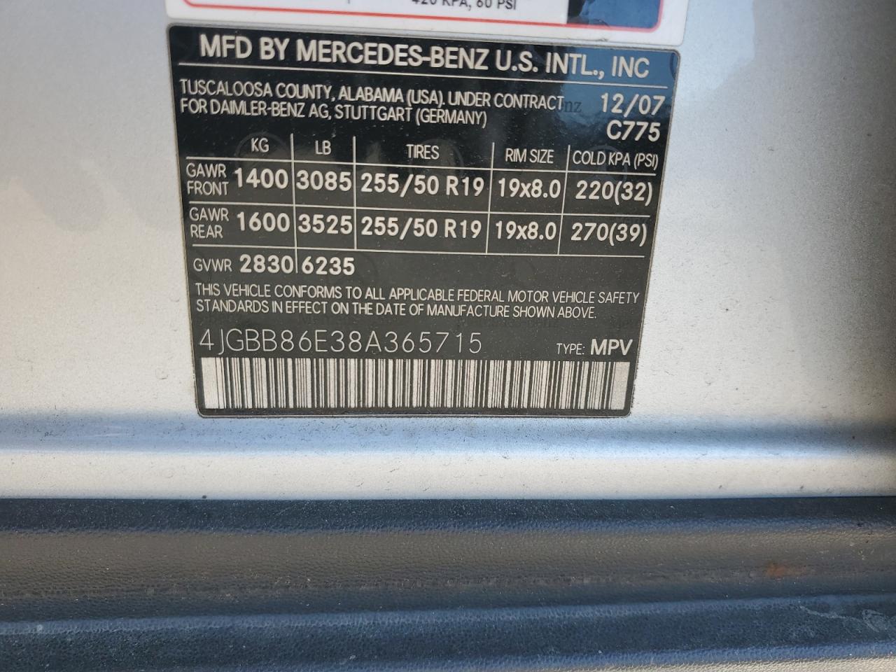 4JGBB86E38A365715 2008 Mercedes-Benz Ml 350