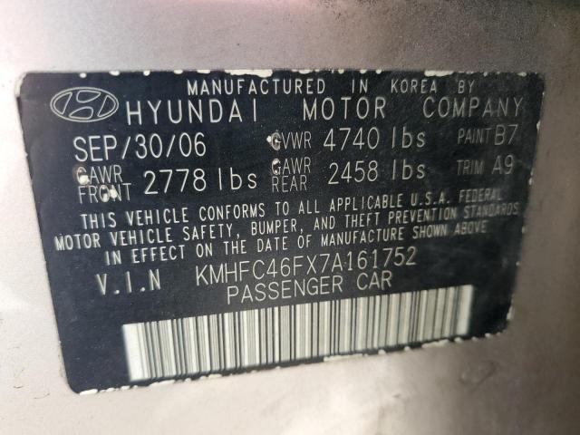 2007 Hyundai Azera Se VIN: KMHFC46FX7A161752 Lot: 54247544