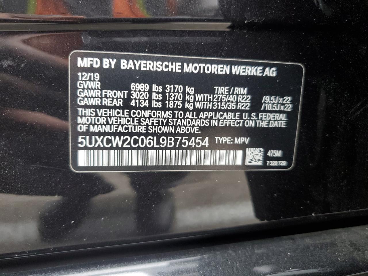 5UXCW2C06L9B75454 2020 BMW X7 xDrive40I