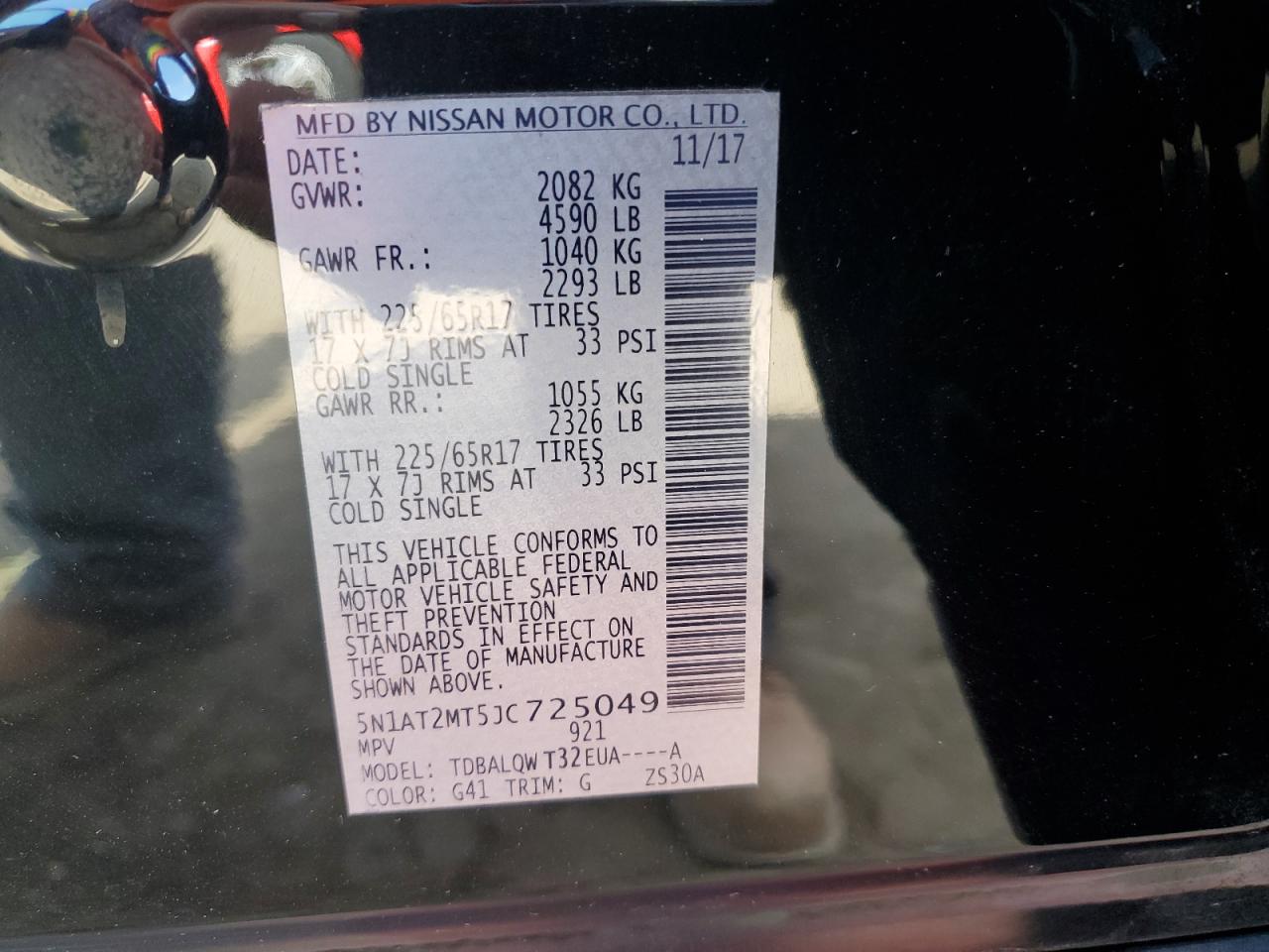 5N1AT2MT5JC725049 2018 Nissan Rogue S