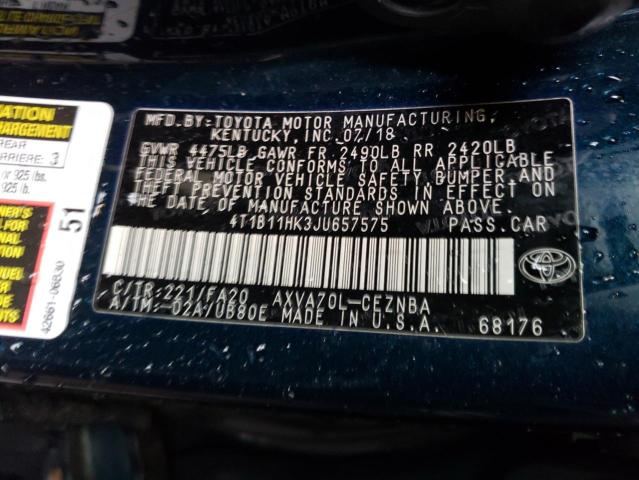 VIN 4T1B11HK3JU657575 2018 Toyota Camry, L no.12