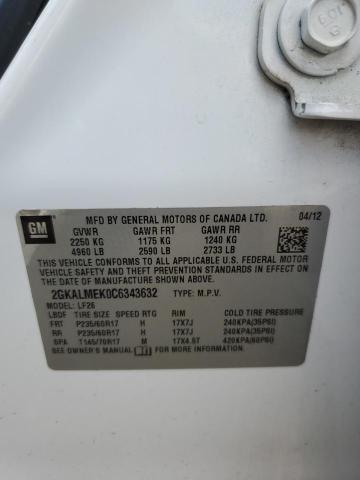 2012 GMC Terrain Sle VIN: 2GKALMEK0C6343632 Lot: 55806324