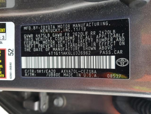 VIN 4T1G11AK6LU326962 2020 Toyota Camry, SE no.13