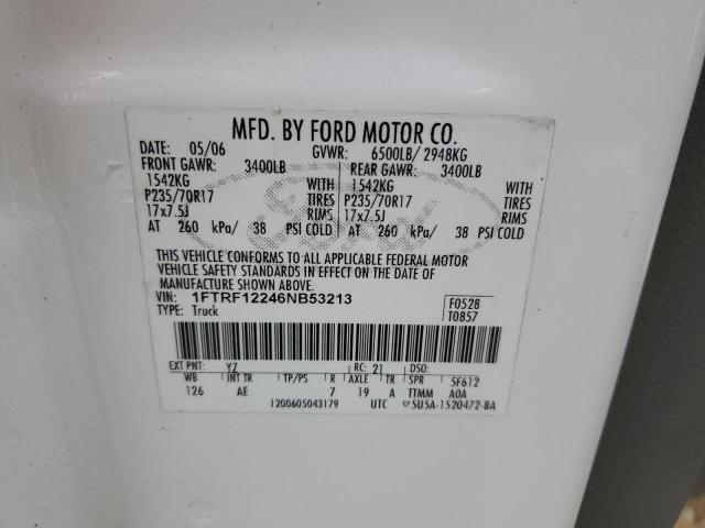 2006 Ford F150 VIN: 1FTRF12246NB53213 Lot: 55302464