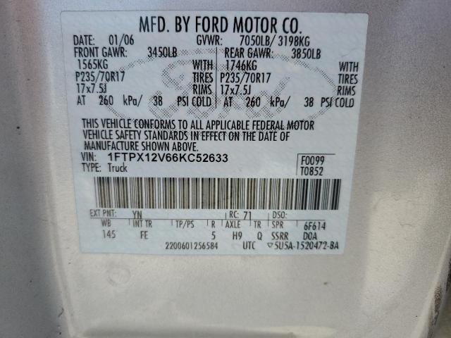 2006 Ford F150 VIN: 1FTPX12V66KC52633 Lot: 54960404