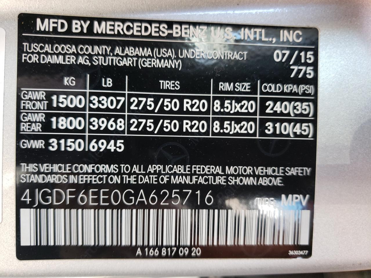 4JGDF6EE0GA625716 2016 Mercedes-Benz Gl 450 4Matic