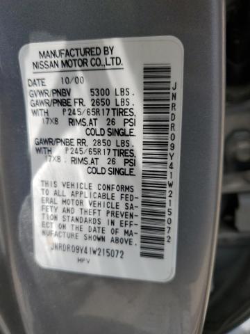 2001 Infiniti Qx4 VIN: JNRDR09Y41W215072 Lot: 56315144