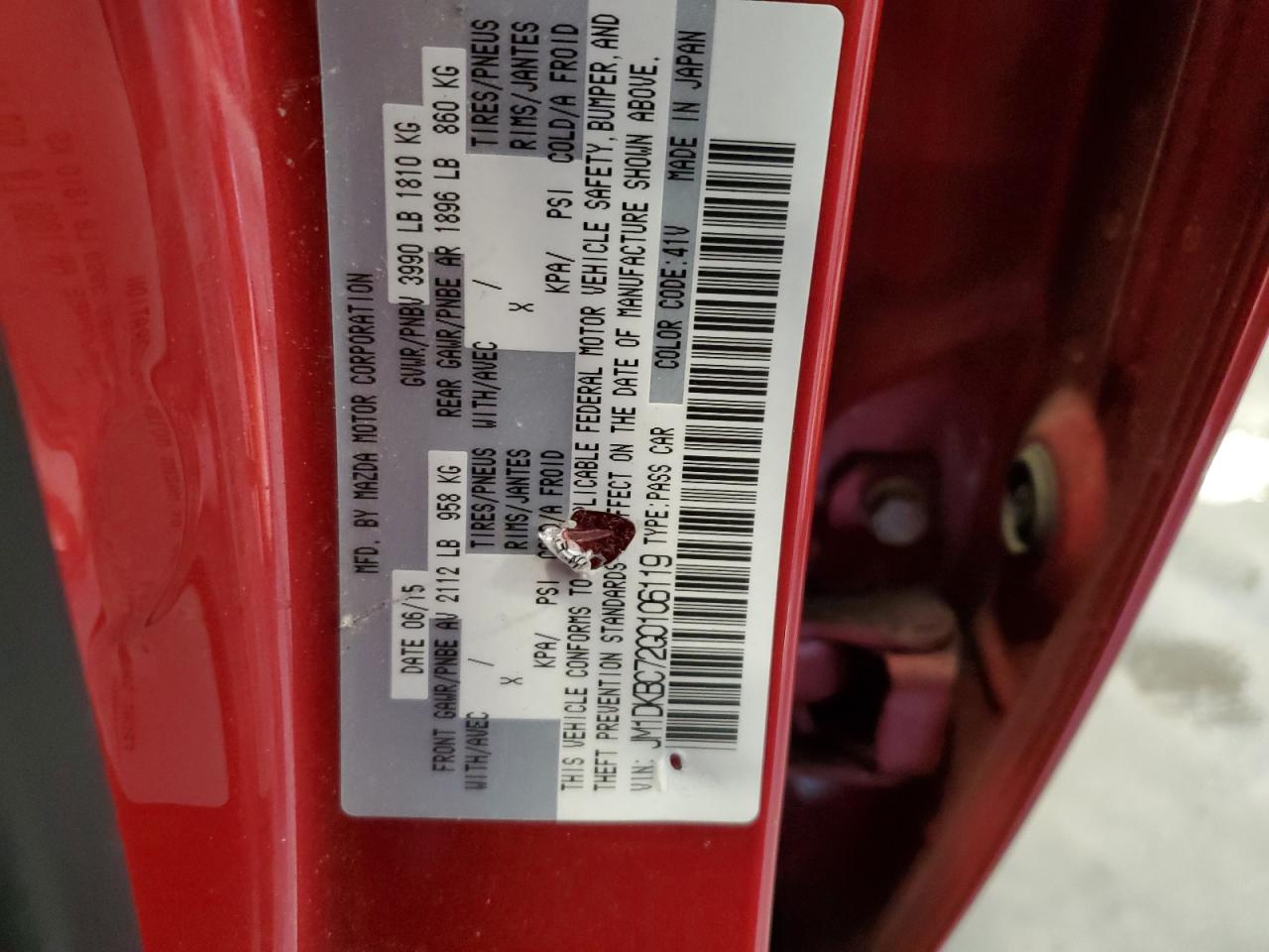 JM1DKBC72G0106119 2016 Mazda Cx-3 Touring