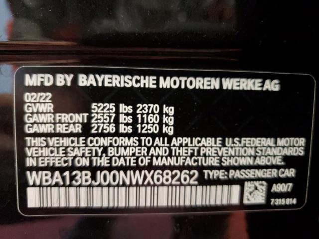 2022 BMW 530 Xi VIN: WBA13BJ00NWX68262 Lot: 54320024