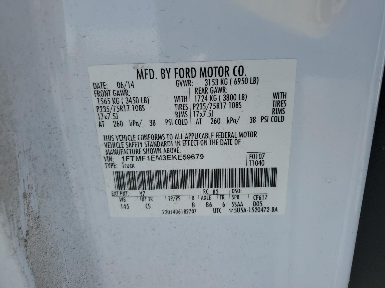 1FTMF1EM3EKE59679 2014 Ford F150