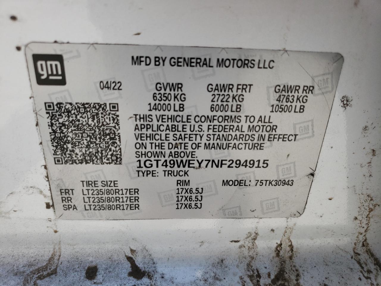 1GT49WEY7NF294915 2022 GMC Sierra K3500 Denali