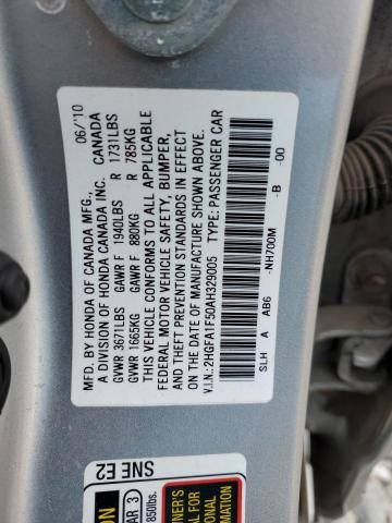 2010 Honda Civic Lx VIN: 2HGFA1F50AH329005 Lot: 54377584