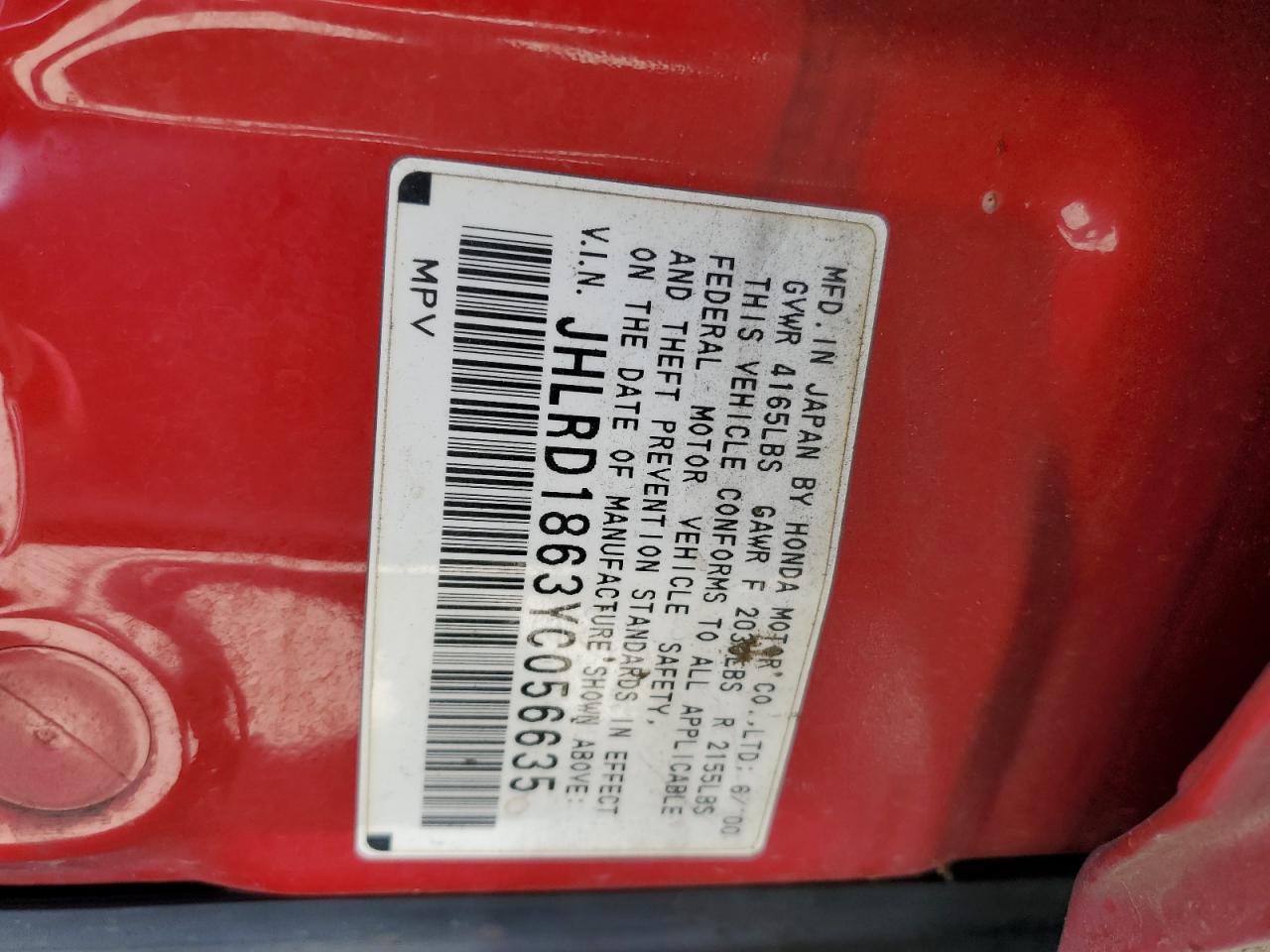 JHLRD1863YC056635 2000 Honda Cr-V Ex