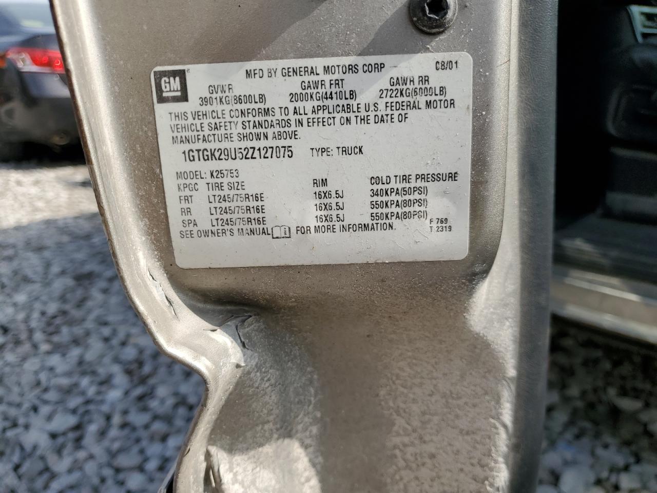 1GTGK29U52Z127075 2002 GMC New Sierra K2500