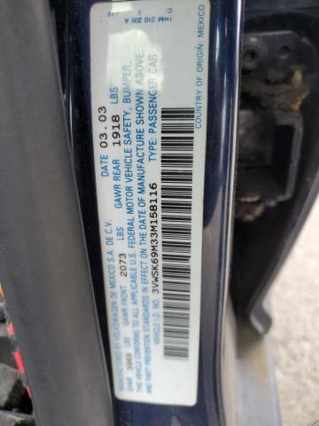 2003 Volkswagen Jetta Gls VIN: 3VWSK69M33M158116 Lot: 55907154