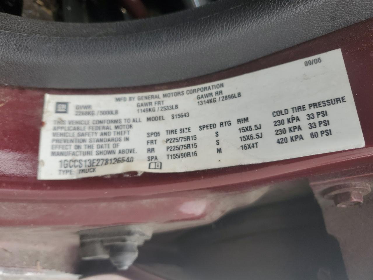 1GCCS13E278126540 2007 Chevrolet Colorado