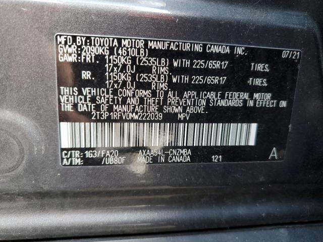 2021 Toyota Rav4 Xle VIN: 2T3P1RFV0MW222039 Lot: 56354384