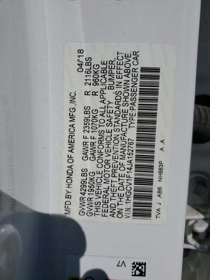 1HGCV1F14JA152767 2018 Honda Accord Lx