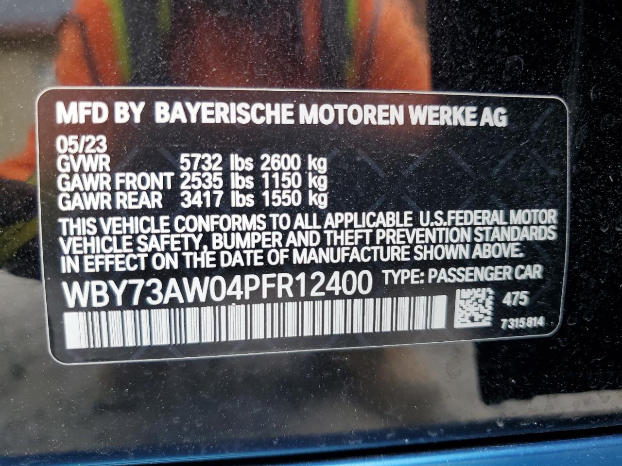 WBY73AW04PFR12400 2023 BMW I4 Edrive 40