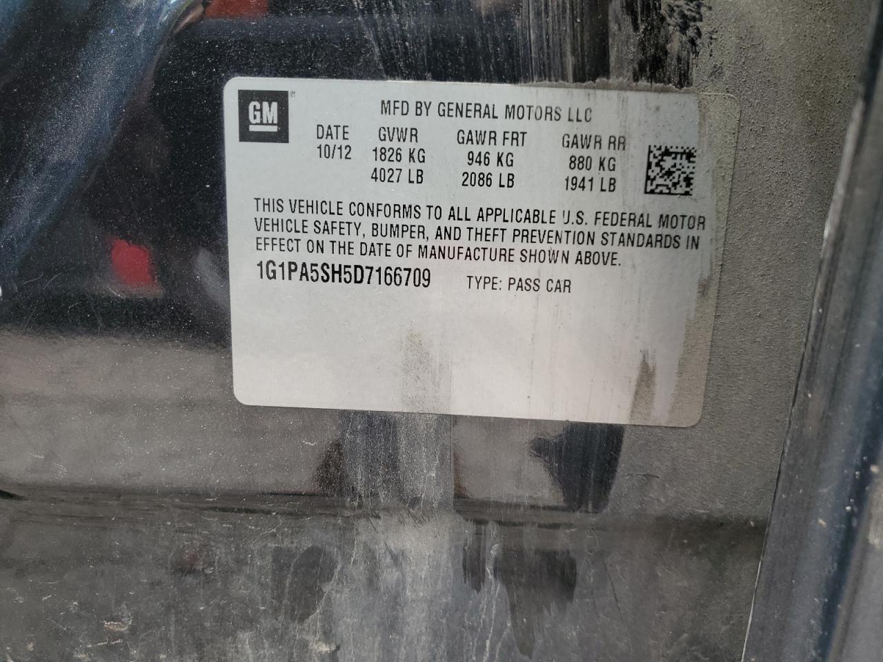 1G1PA5SH5D7166709 2013 Chevrolet Cruze Ls