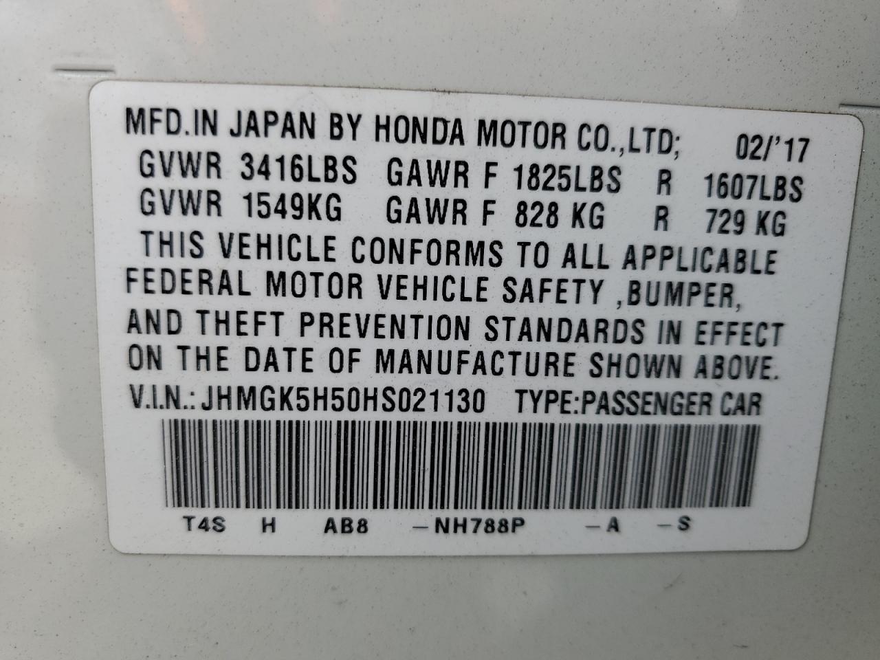 JHMGK5H50HS021130 2017 Honda Fit Lx