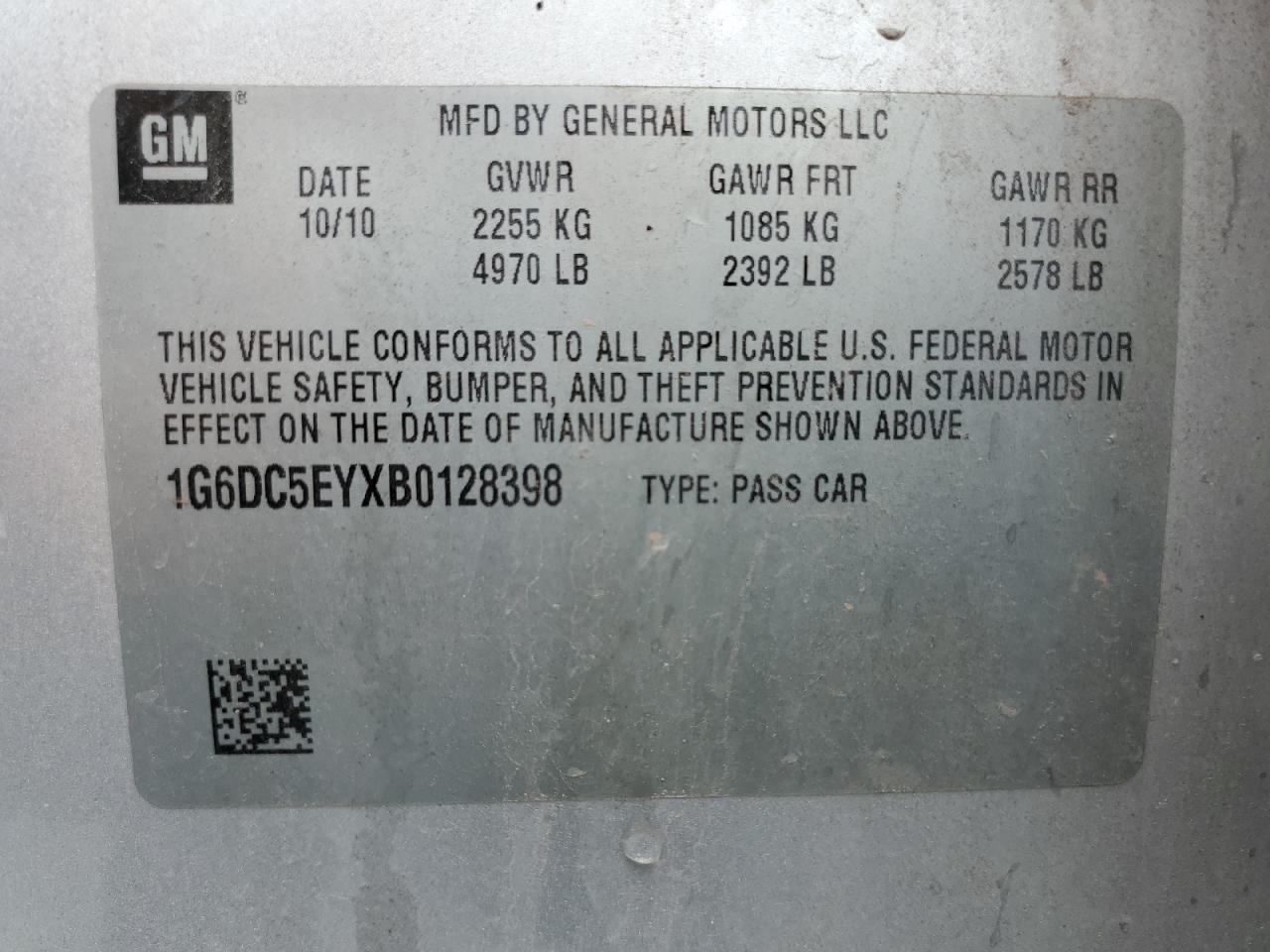 1G6DC5EYXB0128398 2011 Cadillac Cts