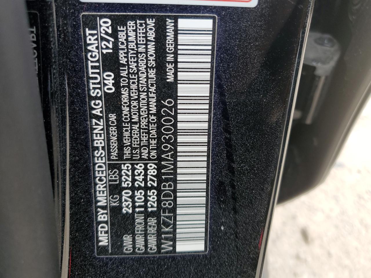 W1KZF8DB1MA930026 2021 Mercedes-Benz E 350