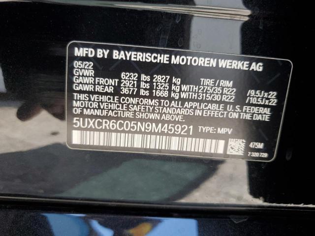 VIN 5UXCR6C05N9M45921 2022 BMW X5, Xdrive40I no.14