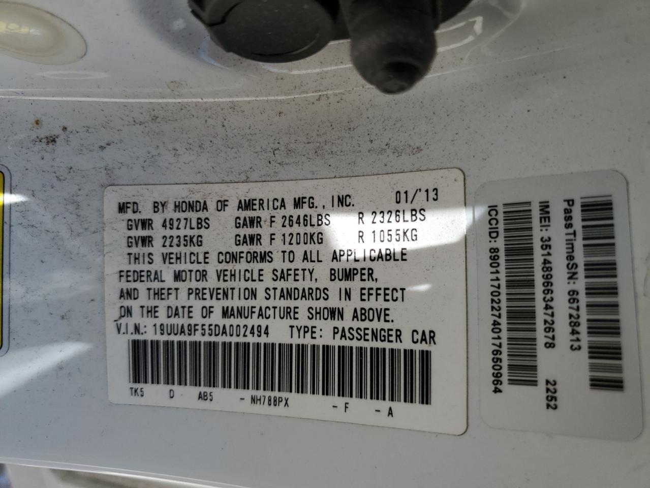 2013 Acura Tl Tech vin: 19UUA9F55DA002494