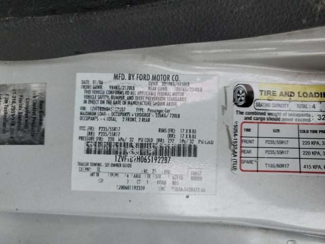 2006 Ford Mustang Gt VIN: 1ZVFT82H065192287 Lot: 57019154