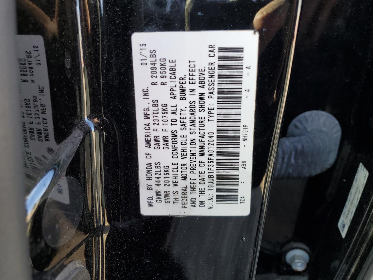 19UUB1F35FA012040 2015 Acura Tlx