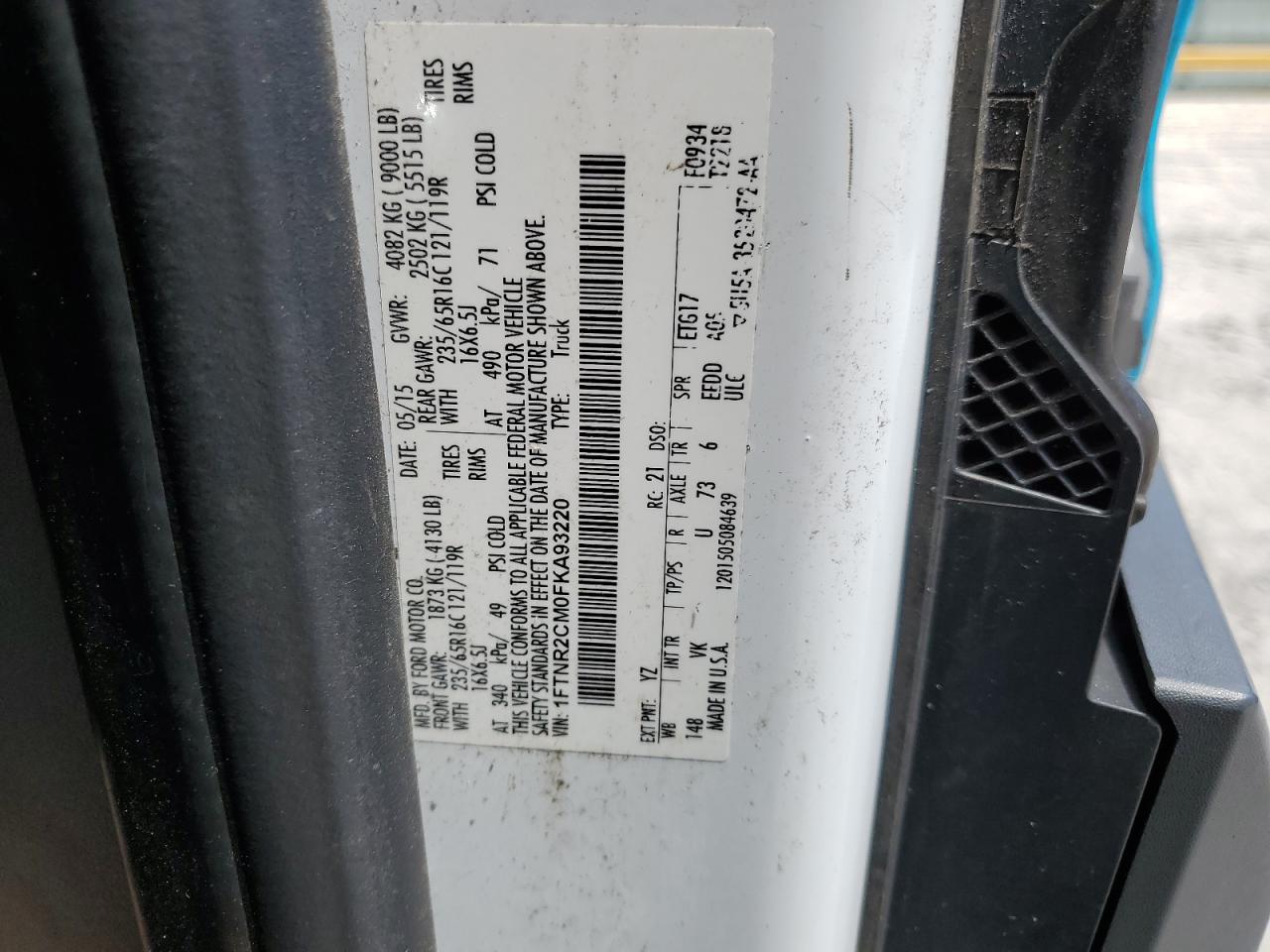 1FTNR2CM0FKA93220 2015 Ford Transit T-250