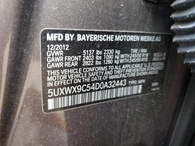 2013 BMW X3 xDrive28I VIN: 5UXWX9C54D0A32443 Lot: 53309424