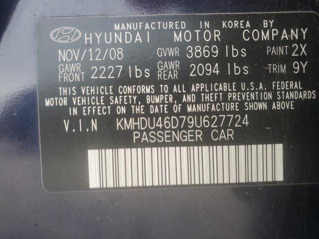 2009 Hyundai Elantra Gls VIN: KMHDU46D79U627724 Lot: 52590234