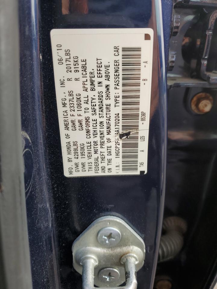 1HGCP2F43AA170204 2010 Honda Accord Lxp