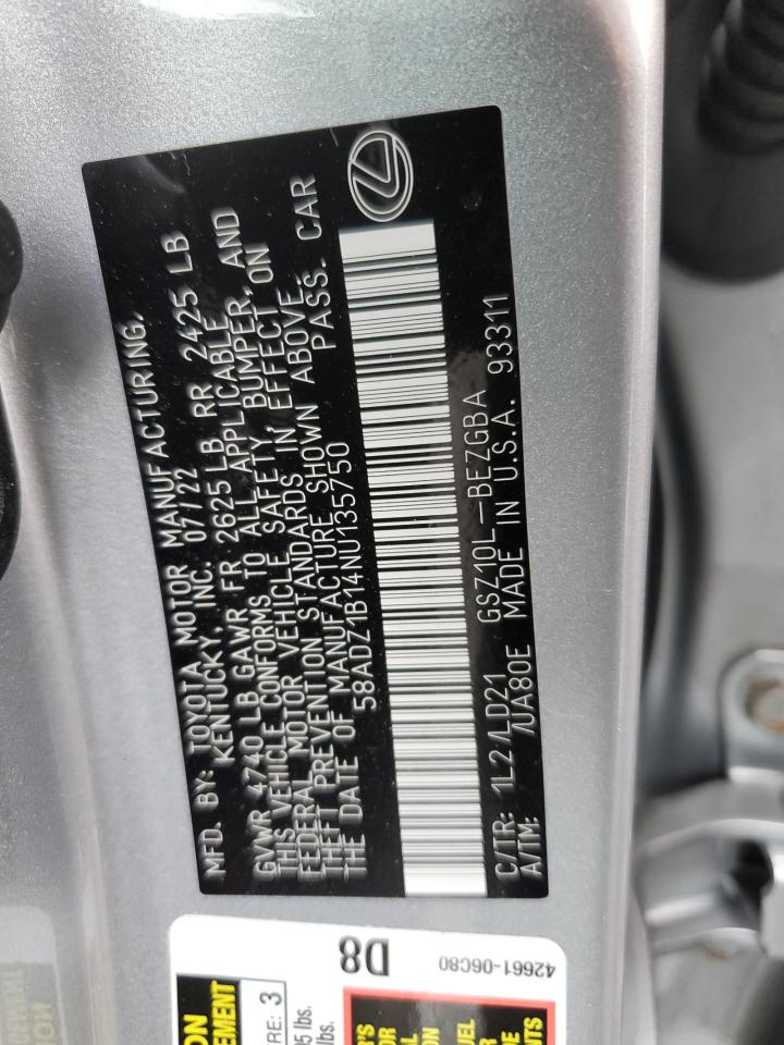 58ADZ1B14NU135750 2022 Lexus Es 350 Base