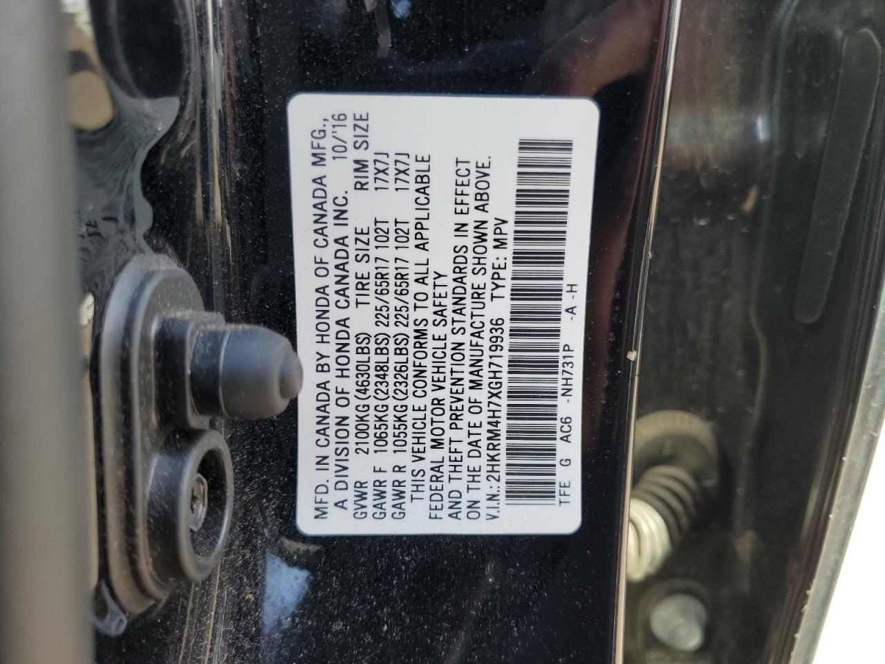 2HKRM4H7XGH719936 2016 Honda Cr-V Exl