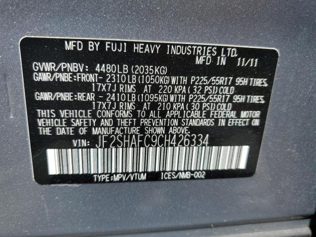 2012 Subaru Forester Limited VIN: JF2SHAFC9CH426334 Lot: 55890284