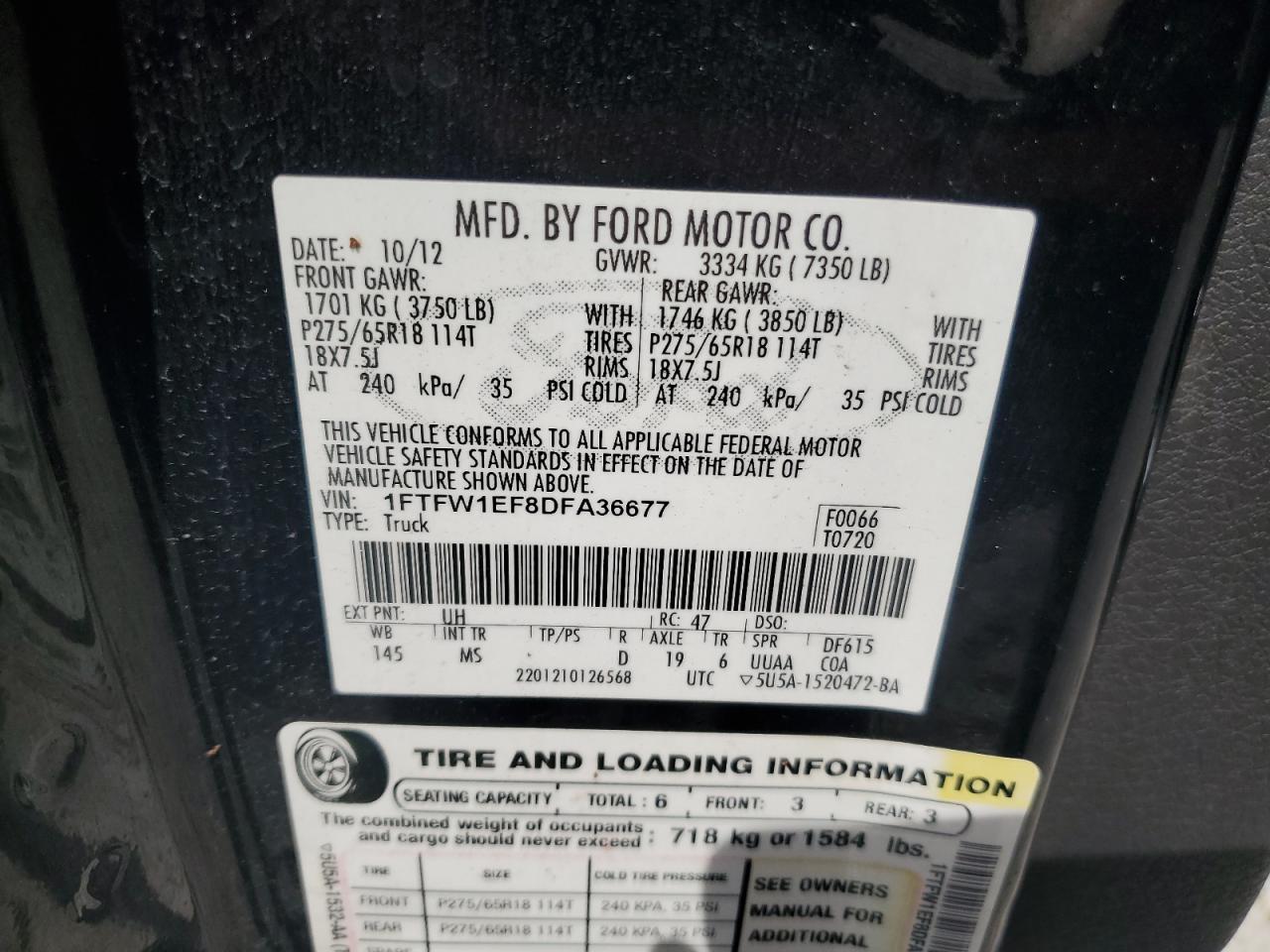 1FTFW1EF8DFA36677 2013 Ford F150 Supercrew