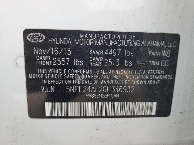 2016 Hyundai Sonata Se VIN: 5NPE24AF2GH346932 Lot: 56297864
