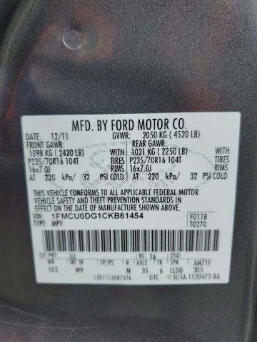 2012 Ford Escape Xlt VIN: 1FMCU0DG1CKB61454 Lot: 54791634