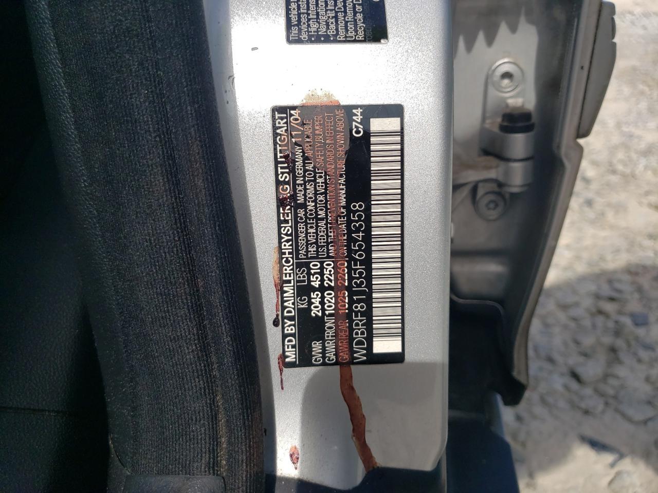 WDBRF81J35F654358 2005 Mercedes-Benz C 240 4Matic