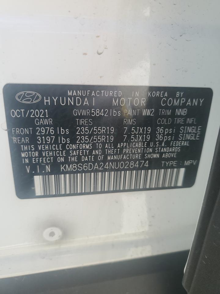 KM8S6DA24NU028474 2022 Hyundai Santa Fe Sel