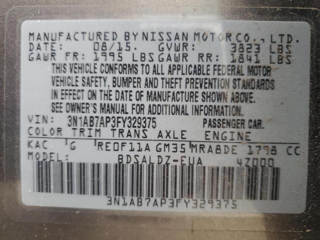 2015 NISSAN SENTRA S - 3N1AB7AP3FY329375