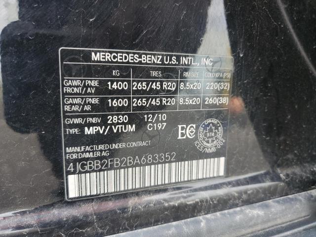 2011 Mercedes-Benz Ml 350 Bluetec VIN: 4JGBB2FB2BA683352 Lot: 52506894