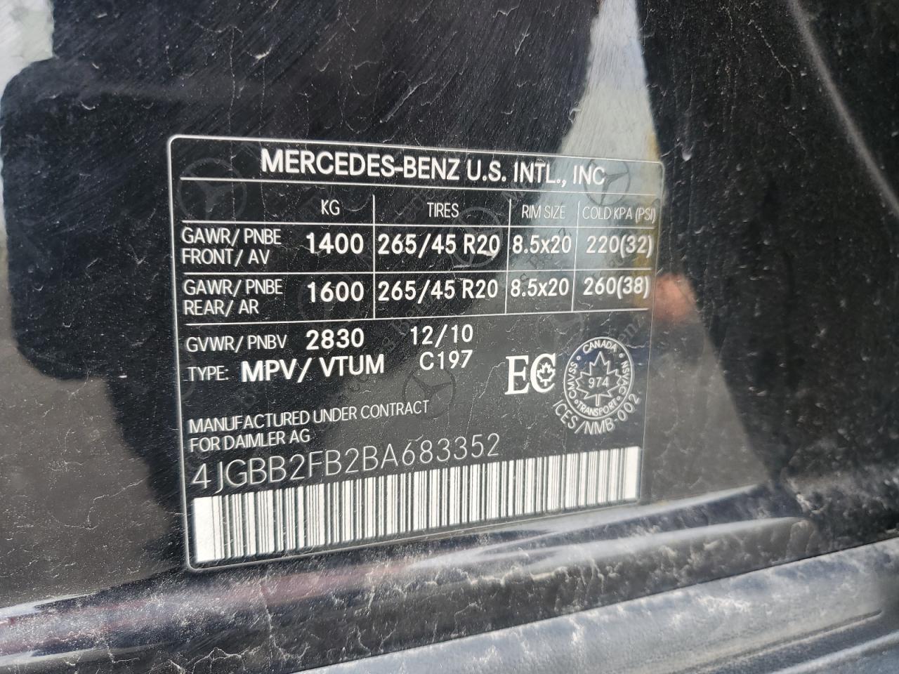 4JGBB2FB2BA683352 2011 Mercedes-Benz Ml 350 Bluetec