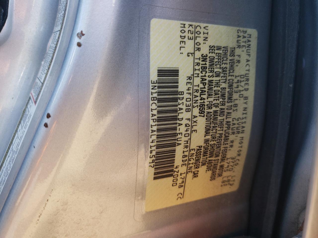 3N1BC1AP1AL416597 2010 Nissan Versa S