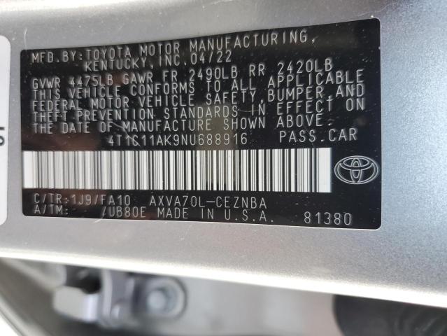 VIN 4T1C11AK9NU688916 2022 Toyota Camry, LE no.12