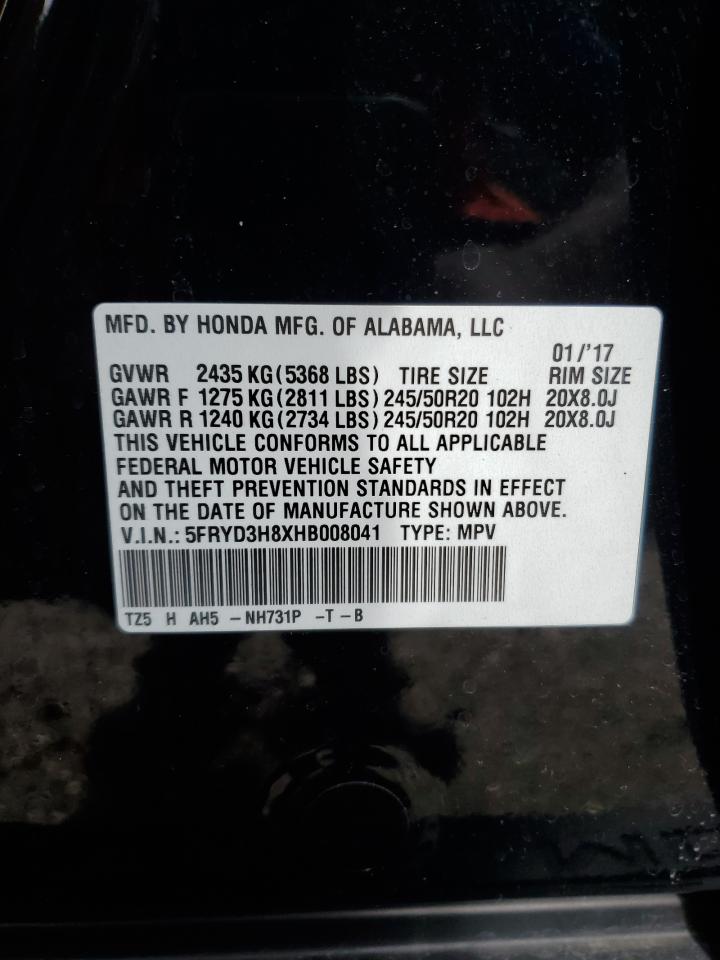 5FRYD3H8XHB008041 2017 Acura Mdx Advance